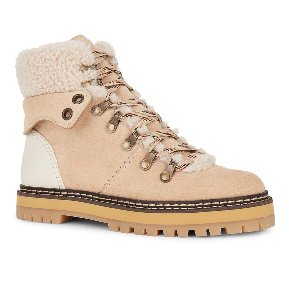 Eileen Boot in Beige and Ivory